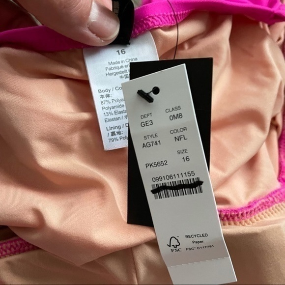 New J Crew Ruffle Deep V One Piece Swimsuit Neon Flamingo - Picture 5 of 6